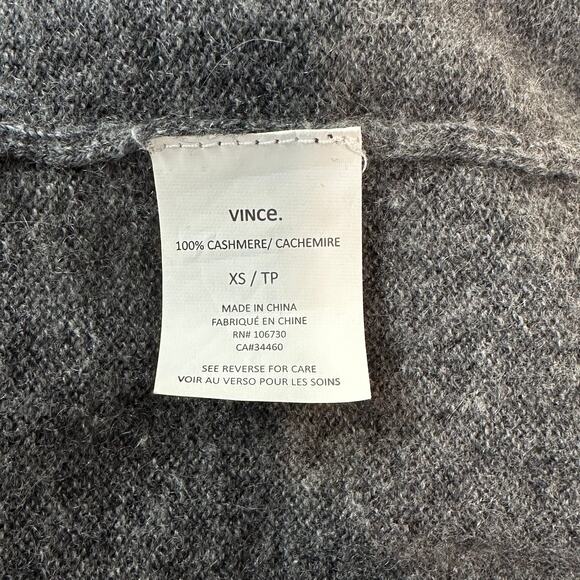 VINCE 100% Cashmere Color Block Crew Neck Sweater Long Sleeve Oversized Gray - Picture 11 of 12